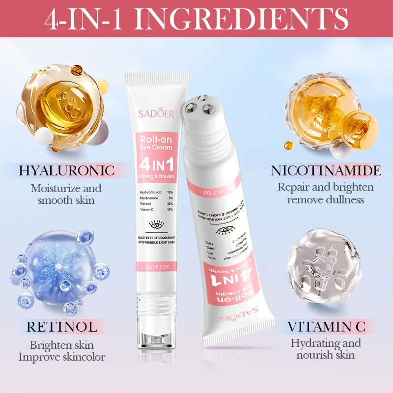 SADOER Eye Cream 4-in-1 – Hyaluronic Acid, Nicotinamide, Retinol & Vitamin C